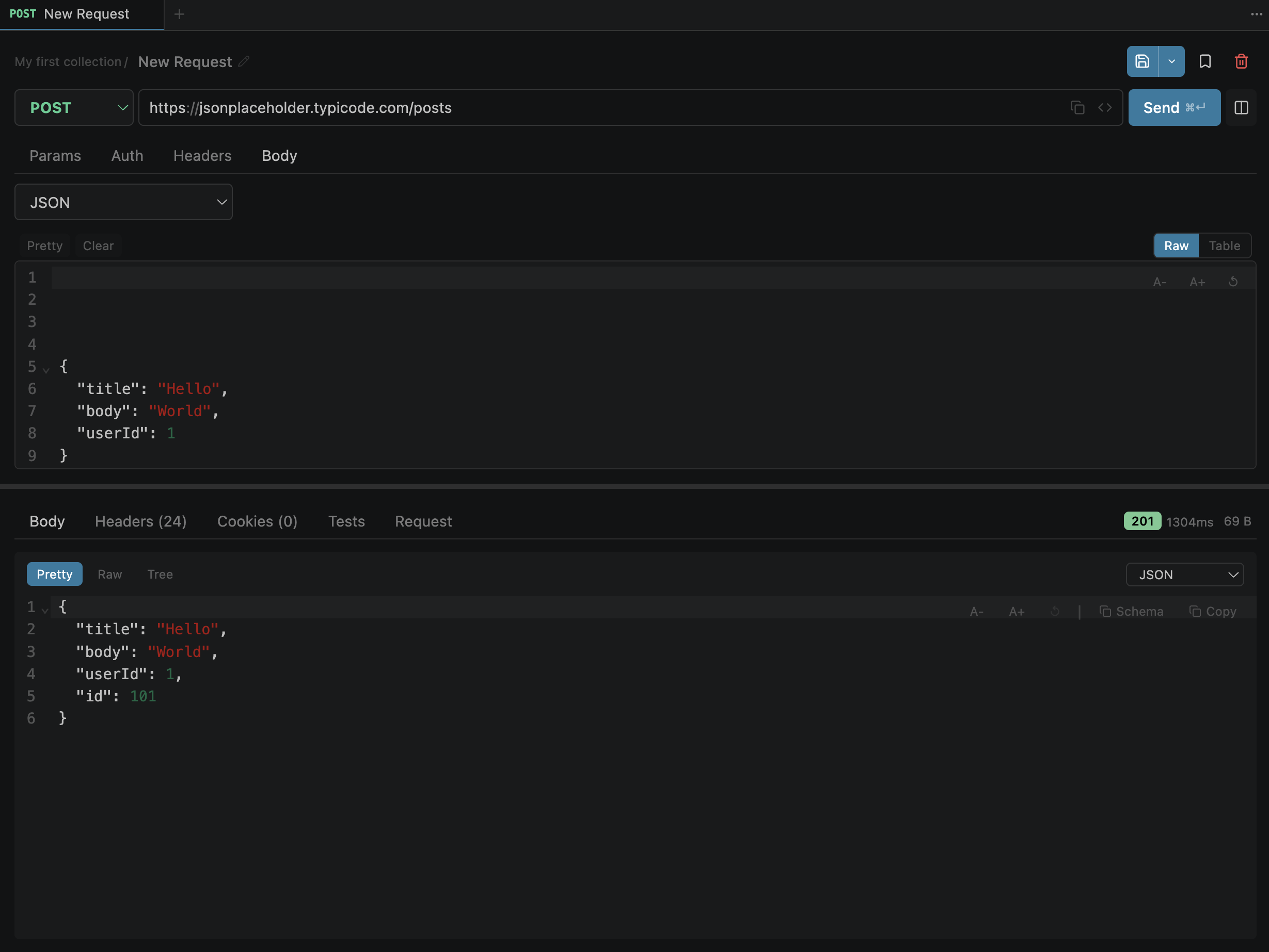 Stacked layout with request on top and response below